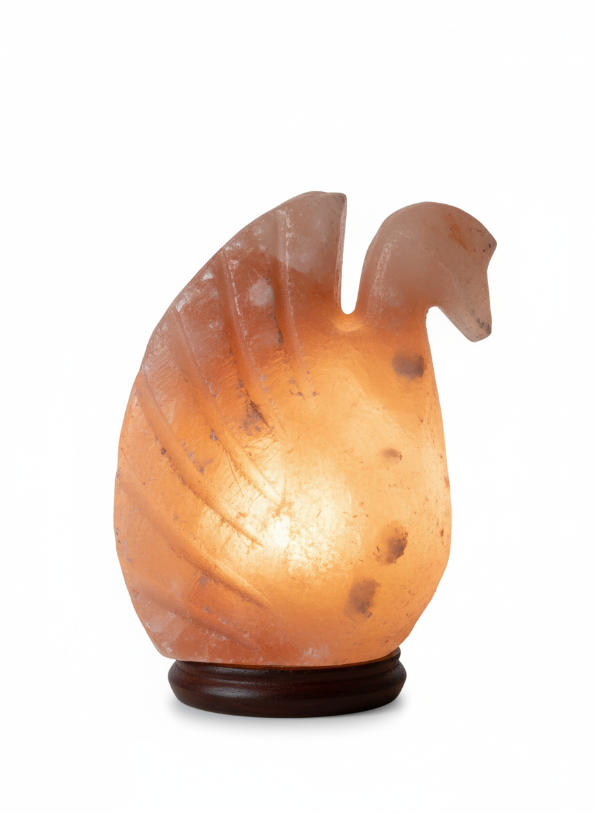 Artisan Swan Silhouette Salt Lamp | Sculpted Natural Crystal Light