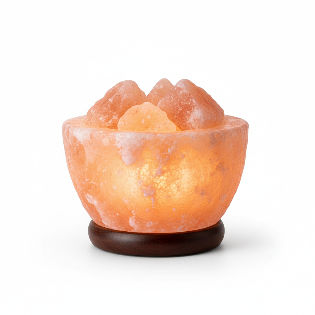 Himalayan Salt Bowl Lamp with Natural Chunks - Radiant Amber Glow
