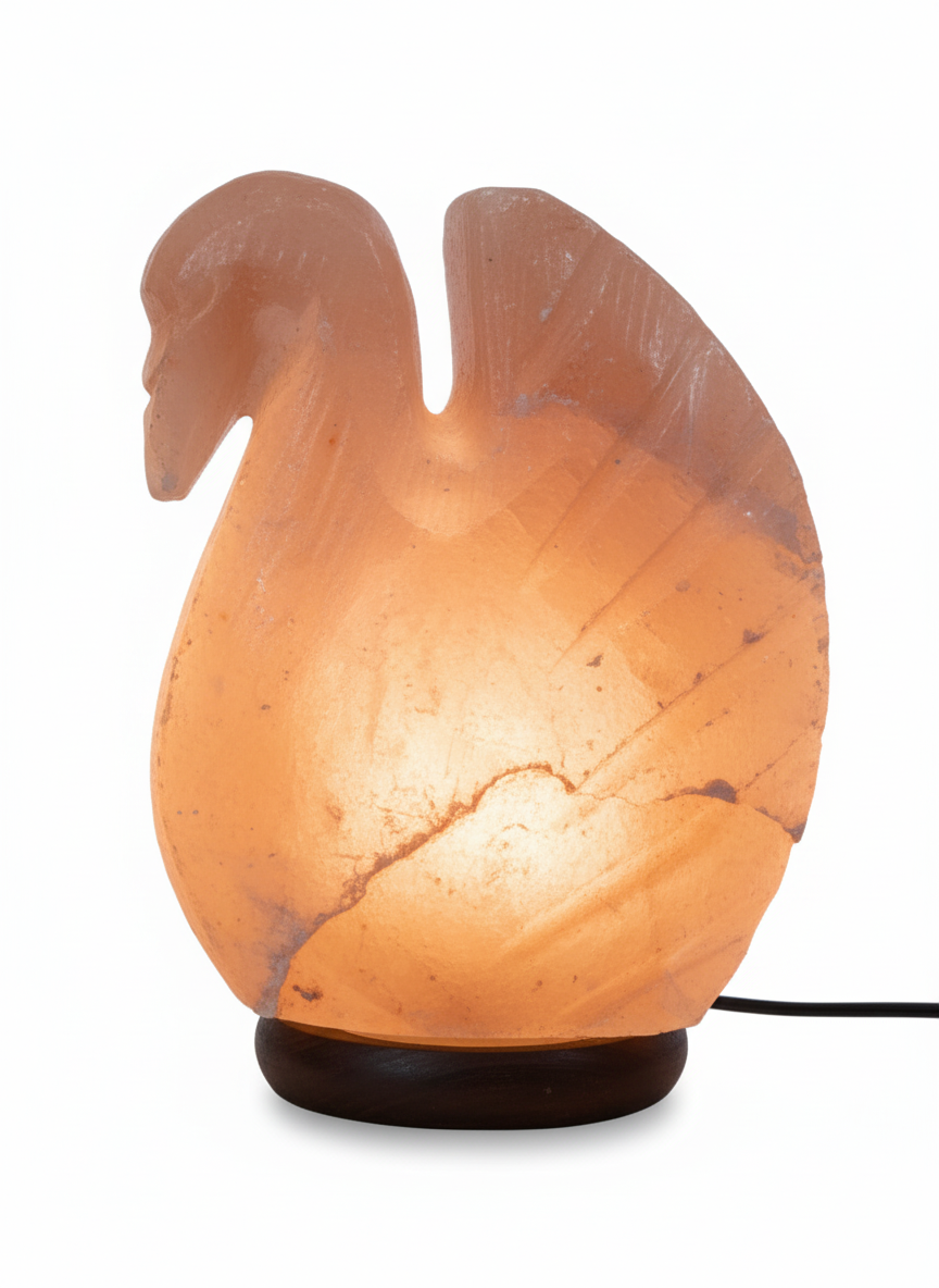 Artisan Swan Salt Crystal Lamp | Unique Hand-Carved Design